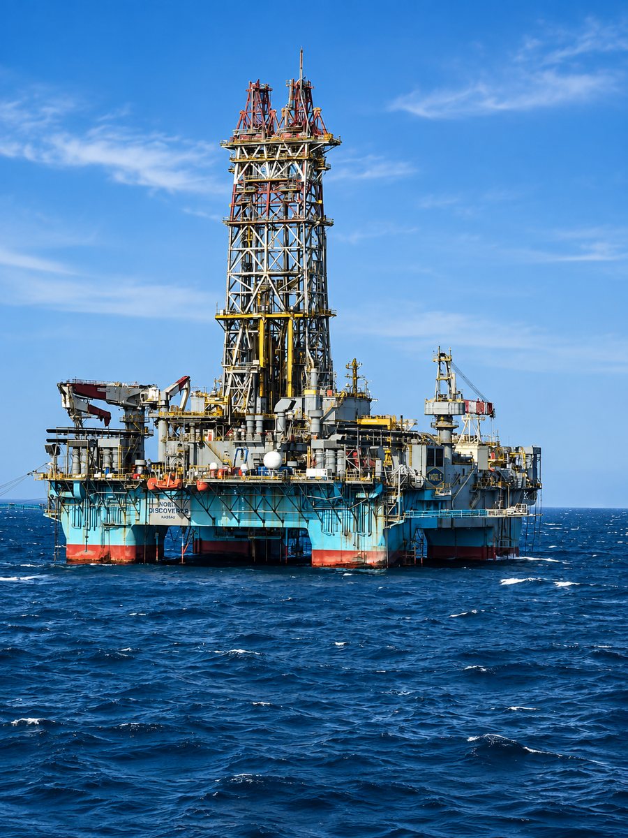 Offshore drilling rig at sea